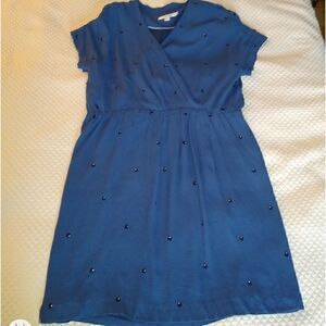Boden Sz 14 blue faux wrap dress